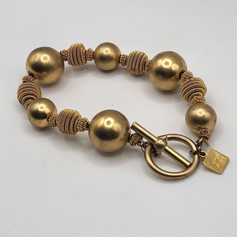 Vintage Anne Klein 14K Gold Plated Ball Toggle Bracelet 8in signed - Picture 2 of 3